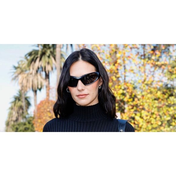 New Authentic  BALENCIAGA Extreme Black Semi Rimless Wraparound BB0318S 001 Sung - Picture 5 of 6